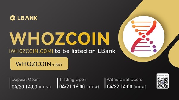 LBank Exchange will list WHOZCOIN.COM (WHOZCOIN) on April 21, 2022