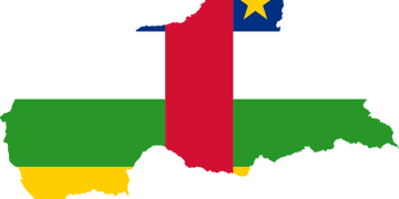 Central African Republic, flag and map