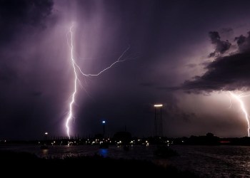 Stripe, a lightning over a city