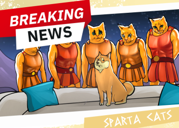 SpartaCats Troll Doge a Billboard Advertising PURR Meme Coin in front of the Tesla & SpaceX Office