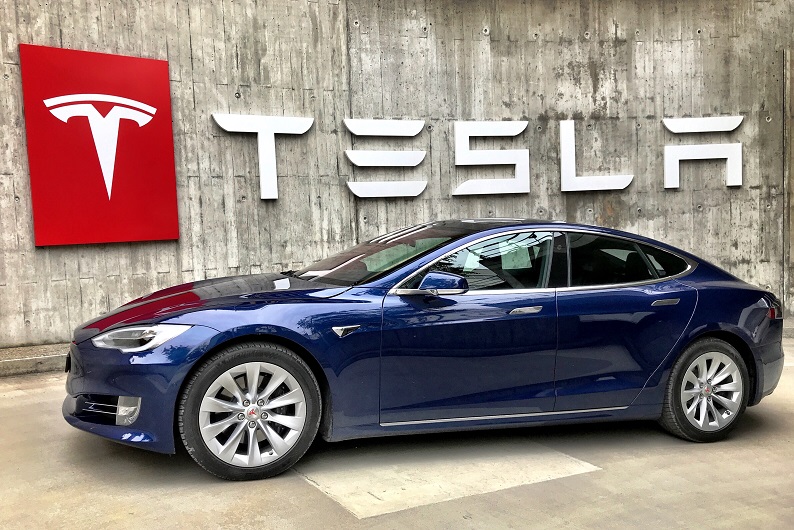 Tesla, a car and the logo