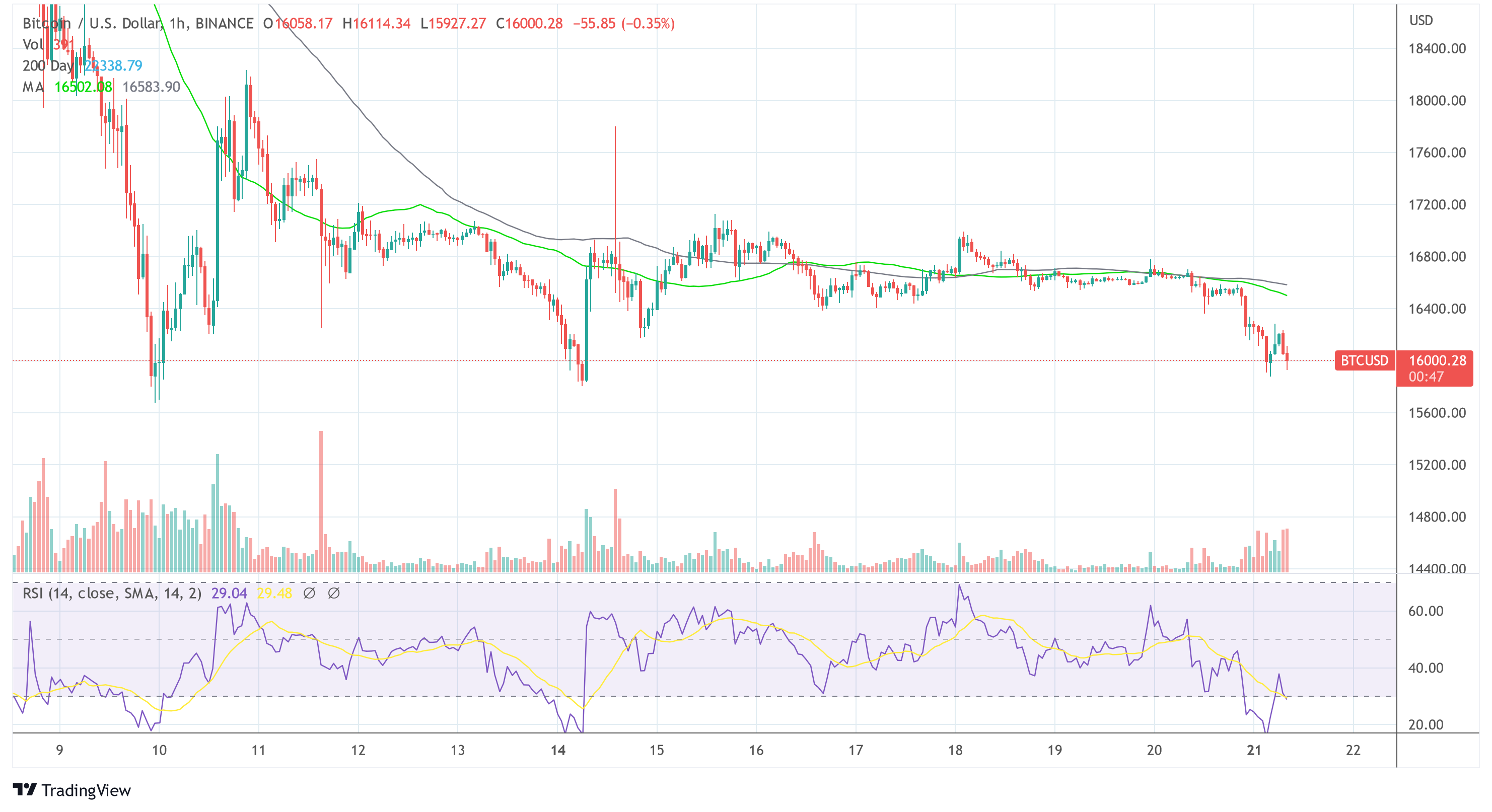 比特幣 BTC 美元 2022-11-21