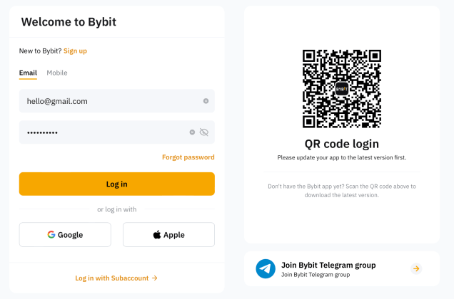 Bybit Login Page