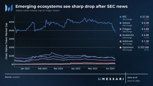 Ecosystem native token market cap.