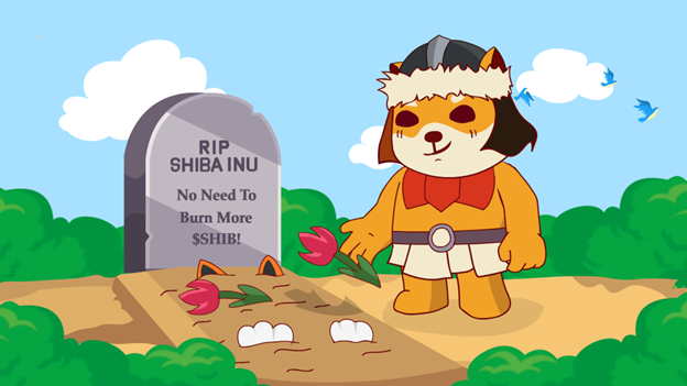 Golden Inu Tosses a Rose on Grave of Shiba Inu; Mocks the failed $SHIB Burn concept