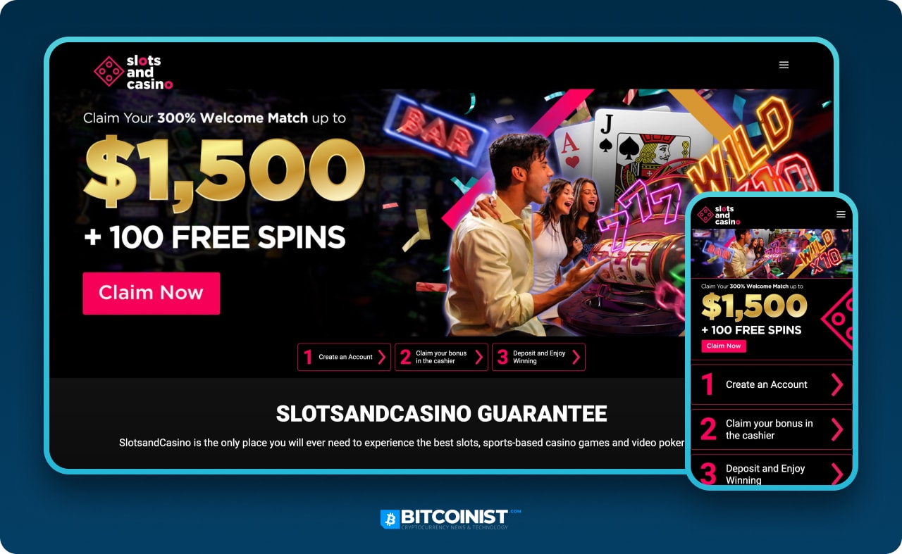 Slotsandcasino casino bonuses screenshot
