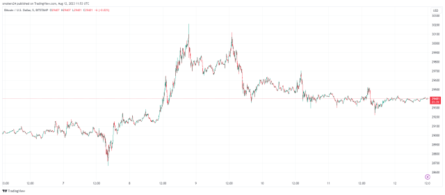 Bitcoin price is currently trading below $30,000. Source @Tradingview