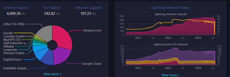 Bitcoin Lightning Network Nodes on Google Cloud and AWS: MemPool Space