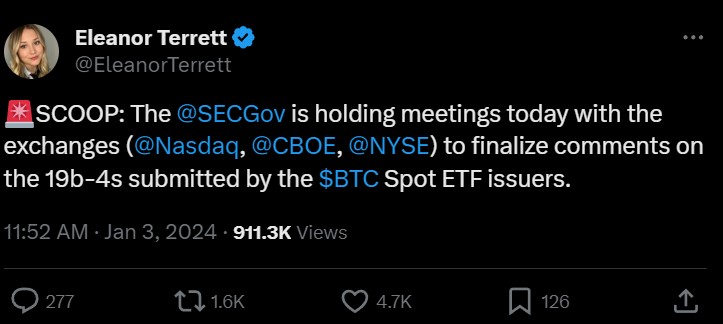 Завершение комментариев по Bitcoin ETF: SEC ведет важные переговоры с крупными биржами