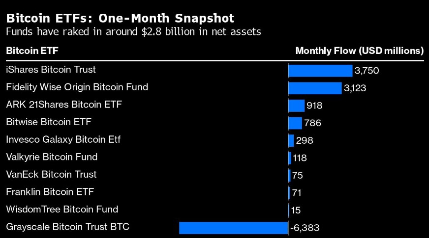 1 Monat später: Wie sich Bitcoin-ETFs seit ihrer mit Spannung erwarteten Einführung entwickelt haben