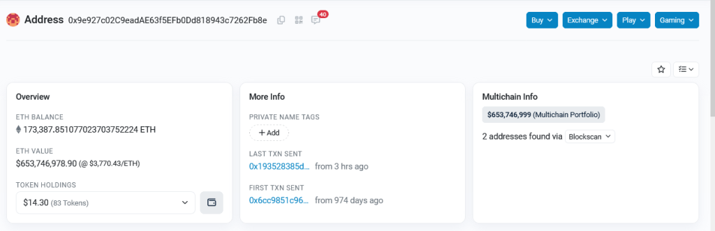 Last ETH transfer done in 974 days | Source: Etherscan