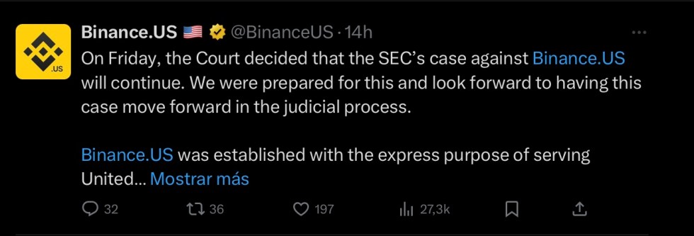 Binance «уверена» в юридической битве против SEC: судья отклоняет основные претензии