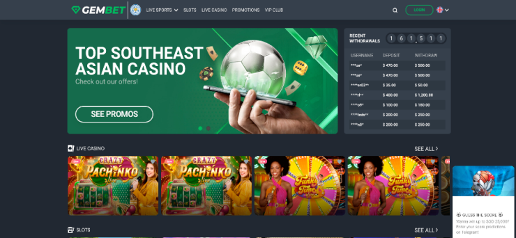 an image of gembet's leaderboard and sports bonuses