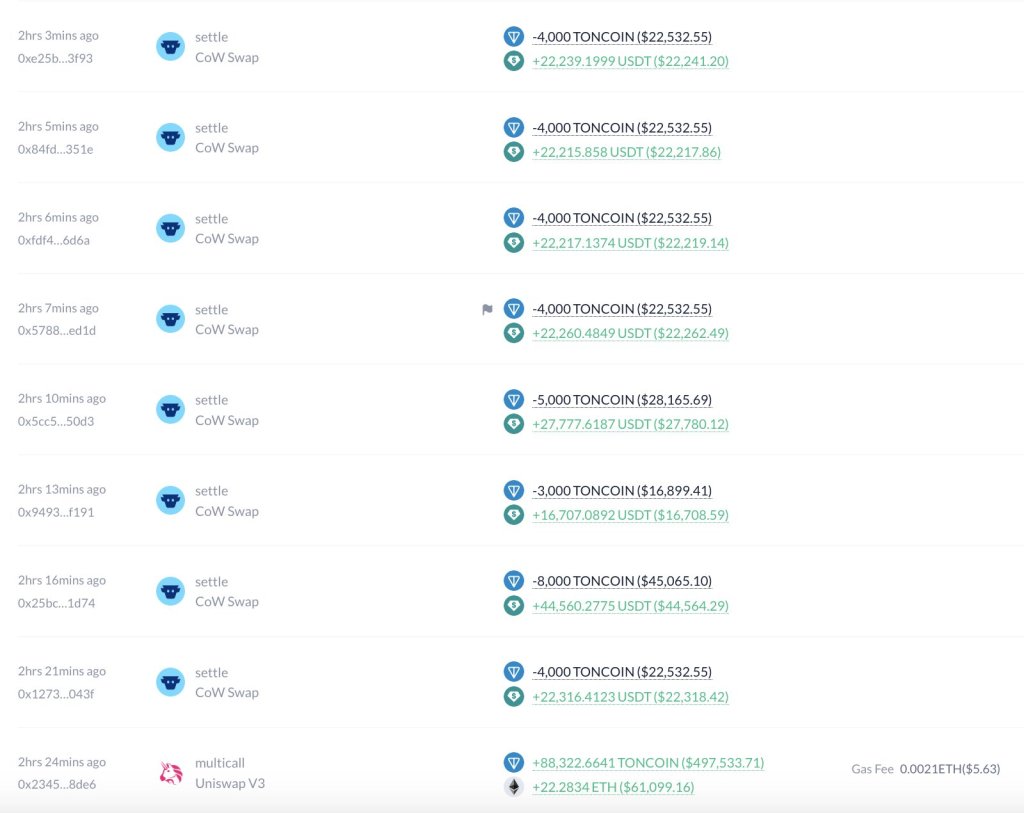 Erste Schritte mit Tonchain und TON Woes? Der Liquiditätsanbieter hat gerade alle Münzen verkauft