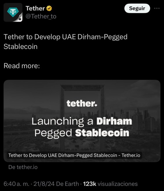 Tether công bố Stablecoin được chốt bằng Dirham của UAE sắp tới – Dưới đây là thông tin chi tiết