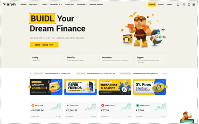 BYDFi website home page