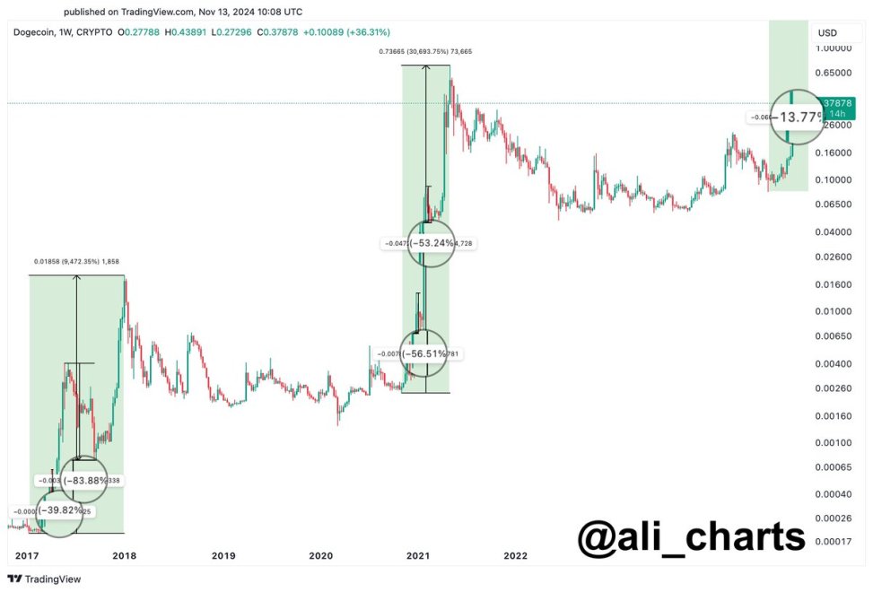 Will Dogecoin Repeat History? Past Cycle Trends Hints At Two Critical Potential Pullbacks