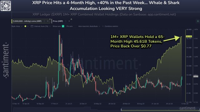 XRP Whales On A Buying Spree: Wallets Holding 1M+ Tokens Reaches Historic Accumulation Level