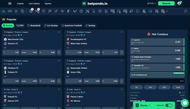 BetPanda sports betting page