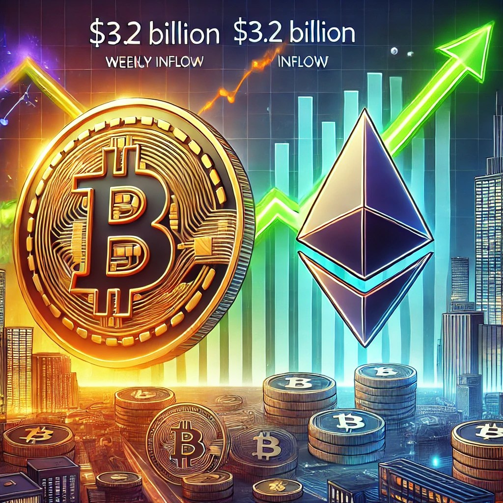 Bitcoin and Ethereum Lead $3.2B Weekly Inflows as Investor Confidence Soars