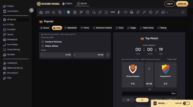 Golden Panda site for betting with Bitcoin