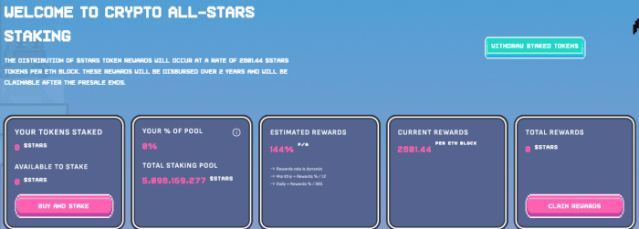 Crypto All-Stars staking rewards