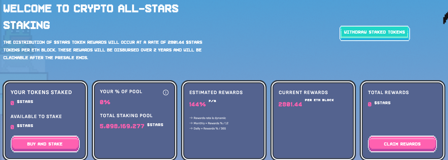 Crypto All-Stars staking rewards