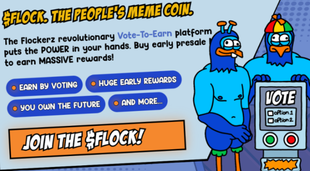 Flockerz meme coin grants access to a unique vote-to-earn platform