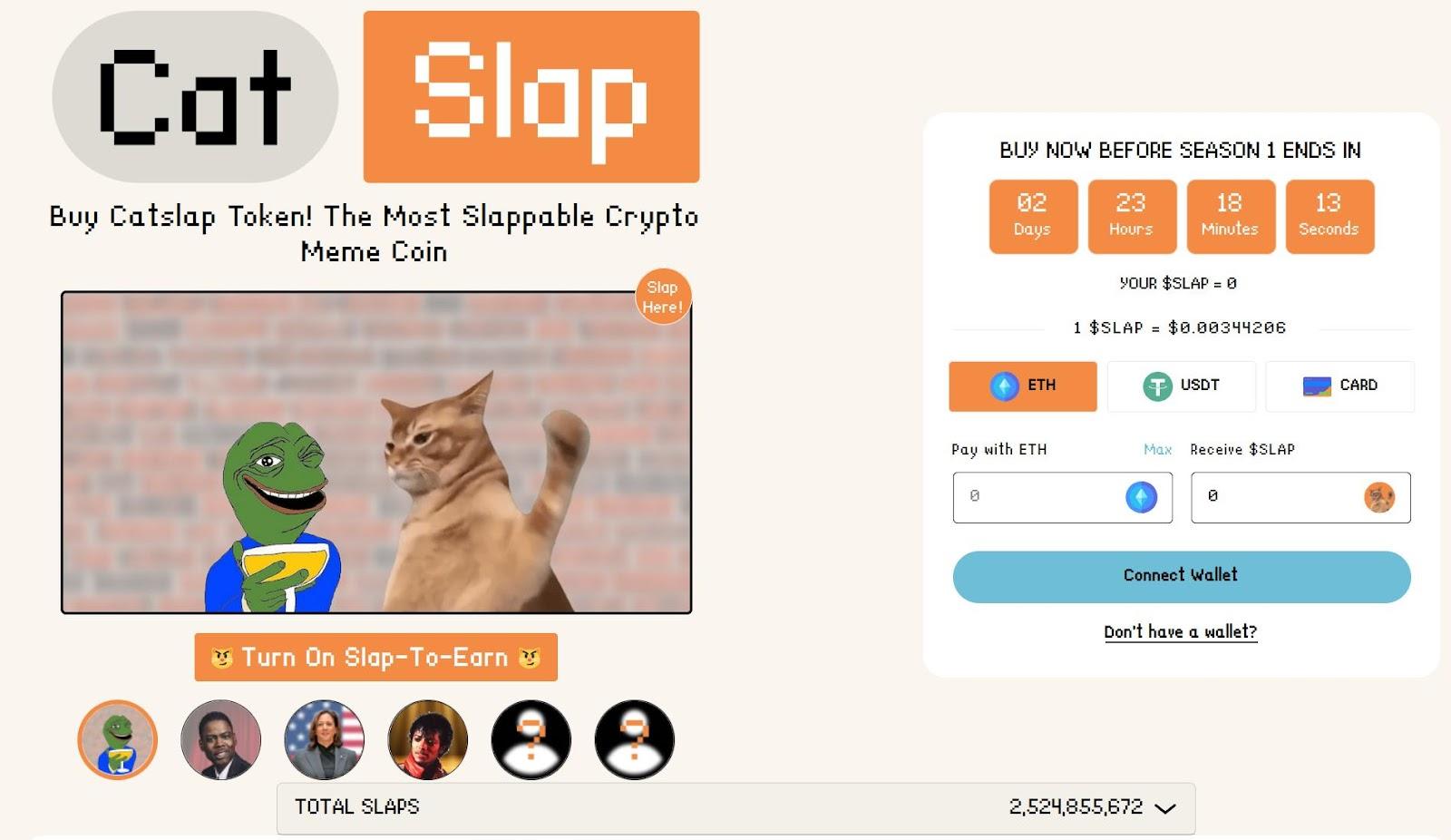 Catslap is one of the best P2E memecoins to invest in this season