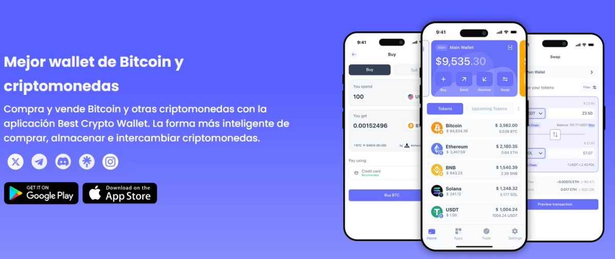 Web de Best Wallet, donde se pueden comprar las criptomonedas relacionadas con Elon Musk