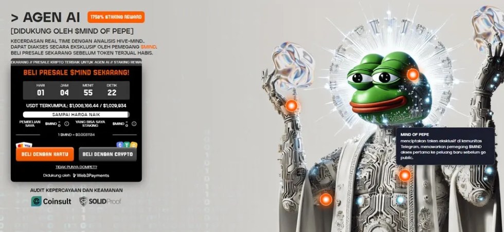Mind of Pepe- Agen Virtual Crypto AI Terbaru yang Raih Lebih dari $1,7 Juta Kurang dari 2 Hari Sejak Presale