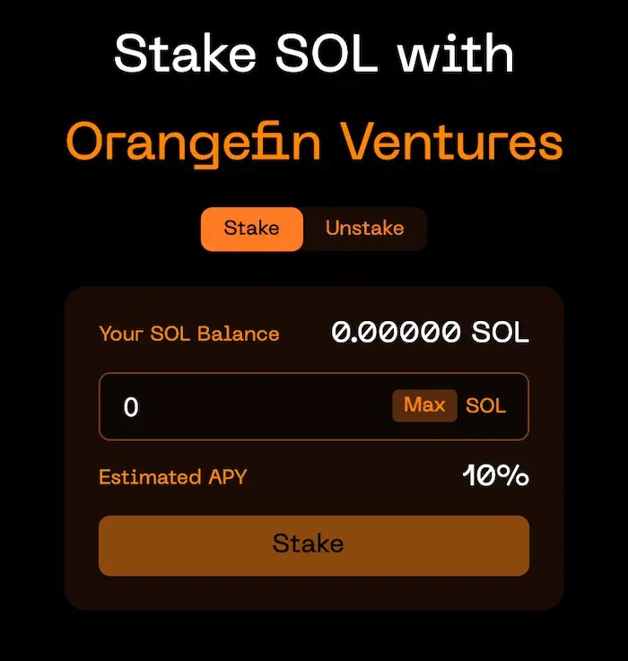 Orangefin Solana staking app