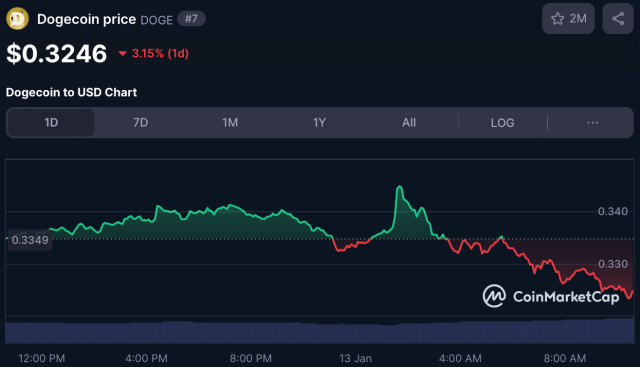 Dogecoin koers 13 januari