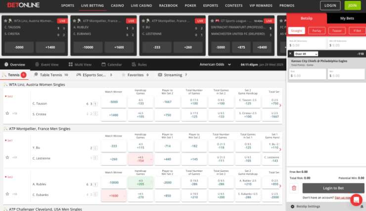 BetOnline live bets