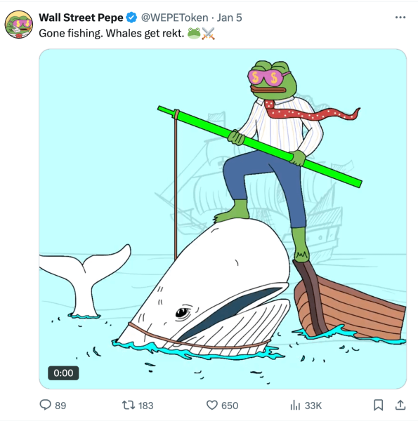 Wall Street Pepe is hunting market-manipulating whales from the safety of insider trading groups