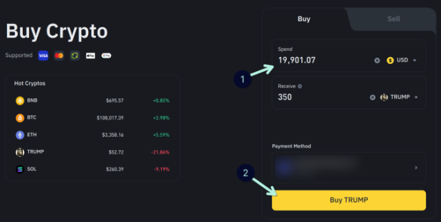 How to buy TRUMP on Binance