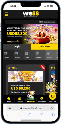 home page for We88 for Malaysian players