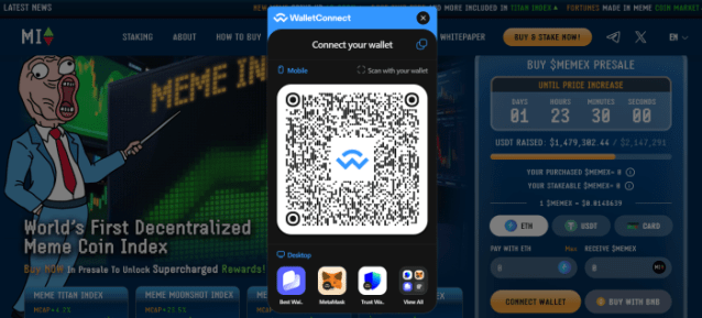 How to link Best Wallet to Meme Index to buy $MEMEX 