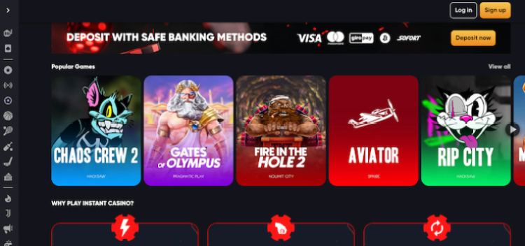 instant casino - instant bitcoin withdrawal casino homepage