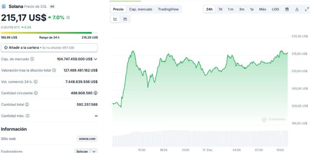 Gráfico del precio de SOL *Fuente: CoinGecko.com