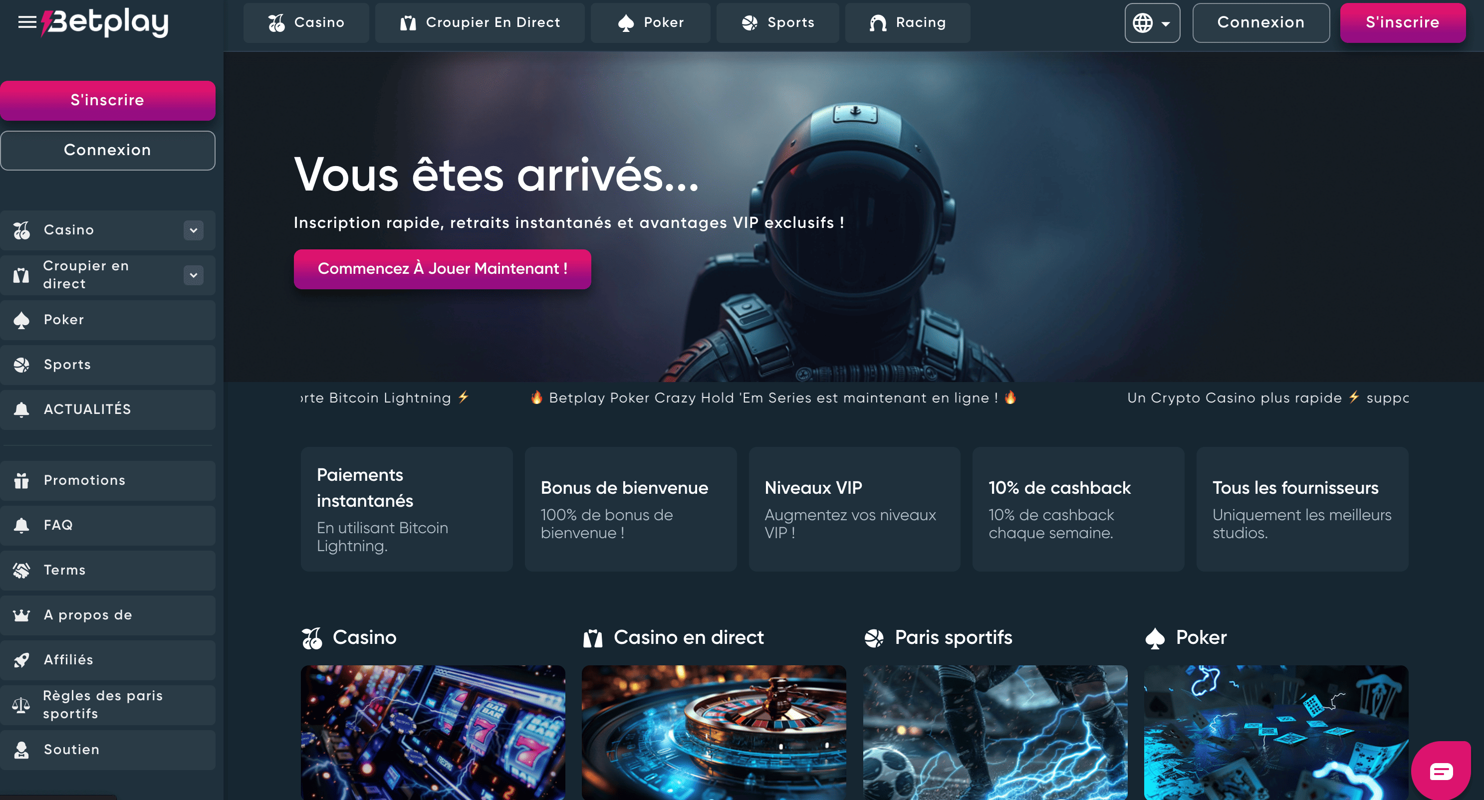 Meilleur crypto casino Bet play