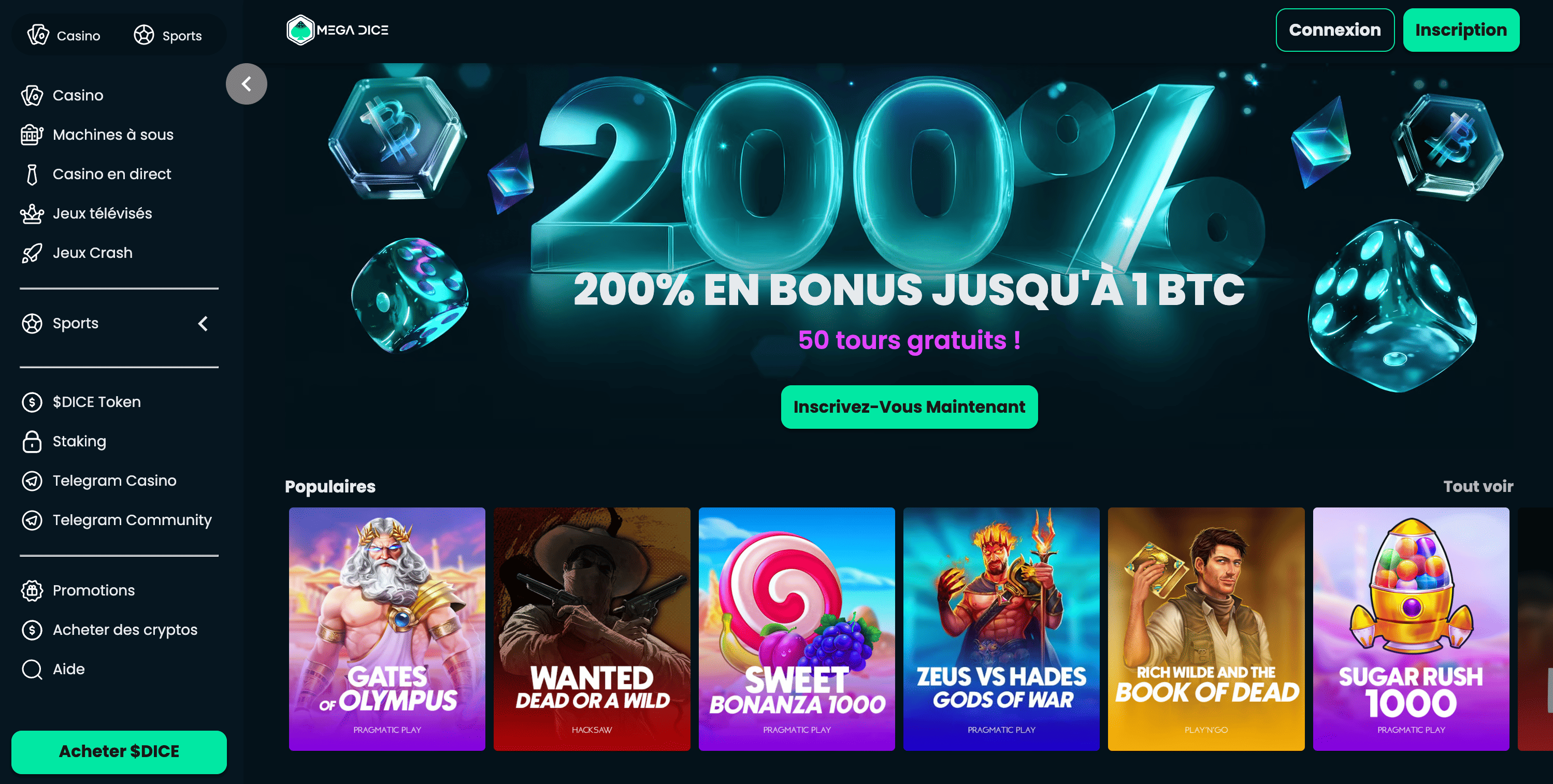 Meilleur crypto casino Mega Dice