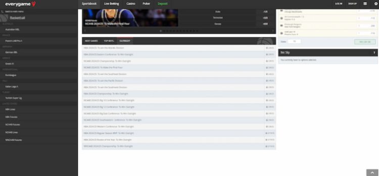 A screenshot of Everygame florida sports betting site