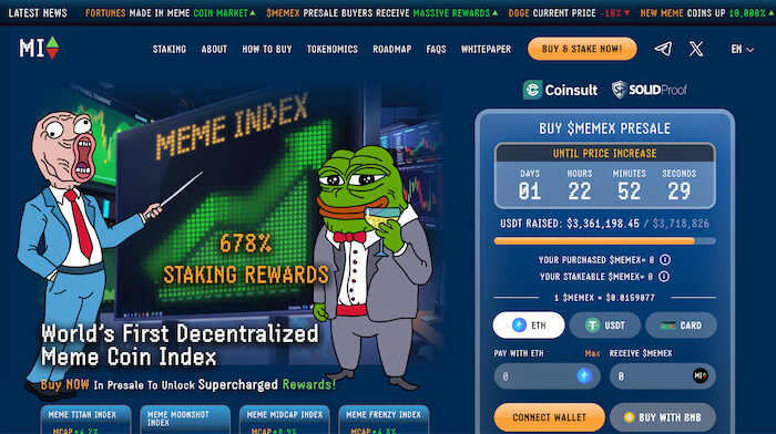 Meme Index presale page