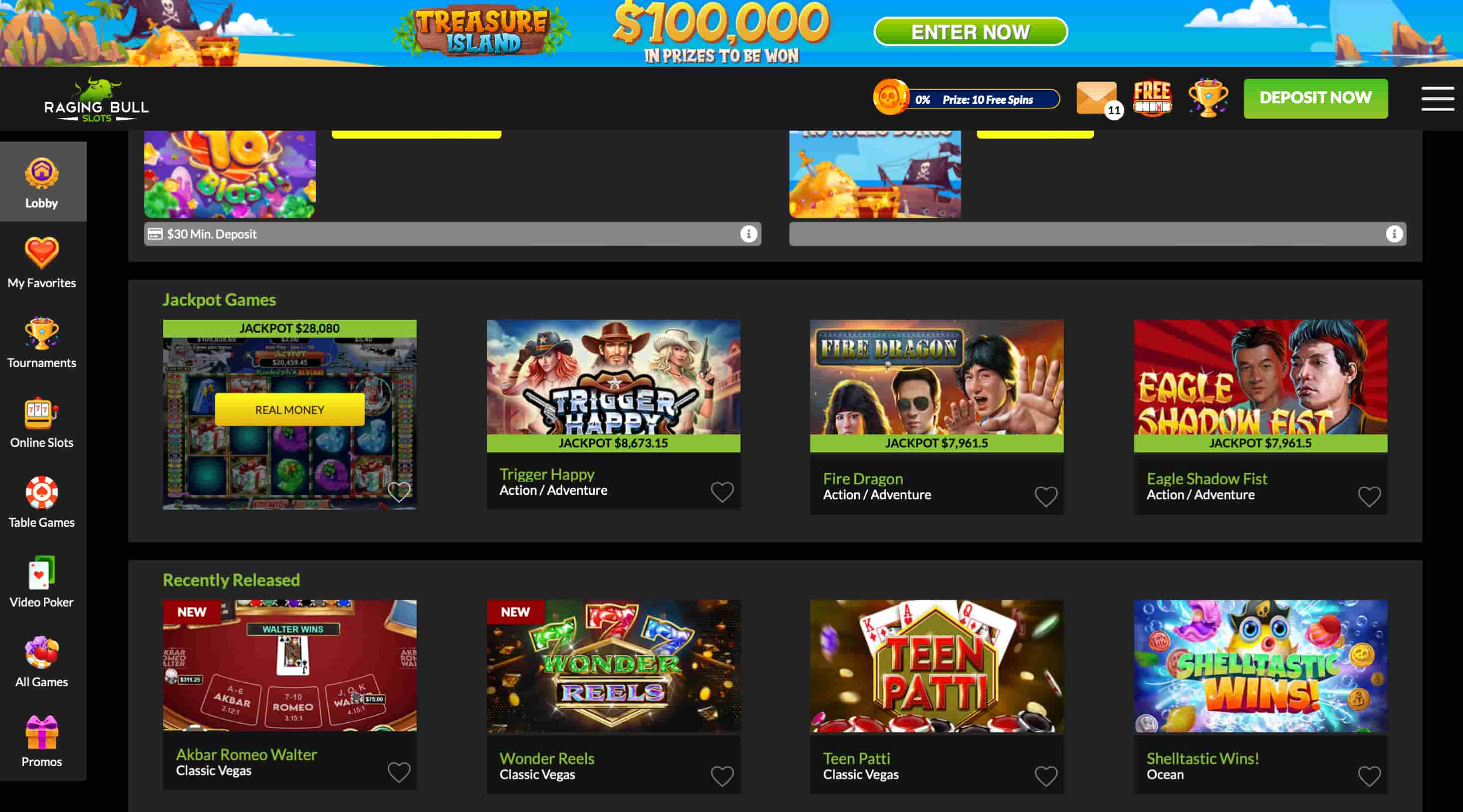 Raging Bull cash app casino