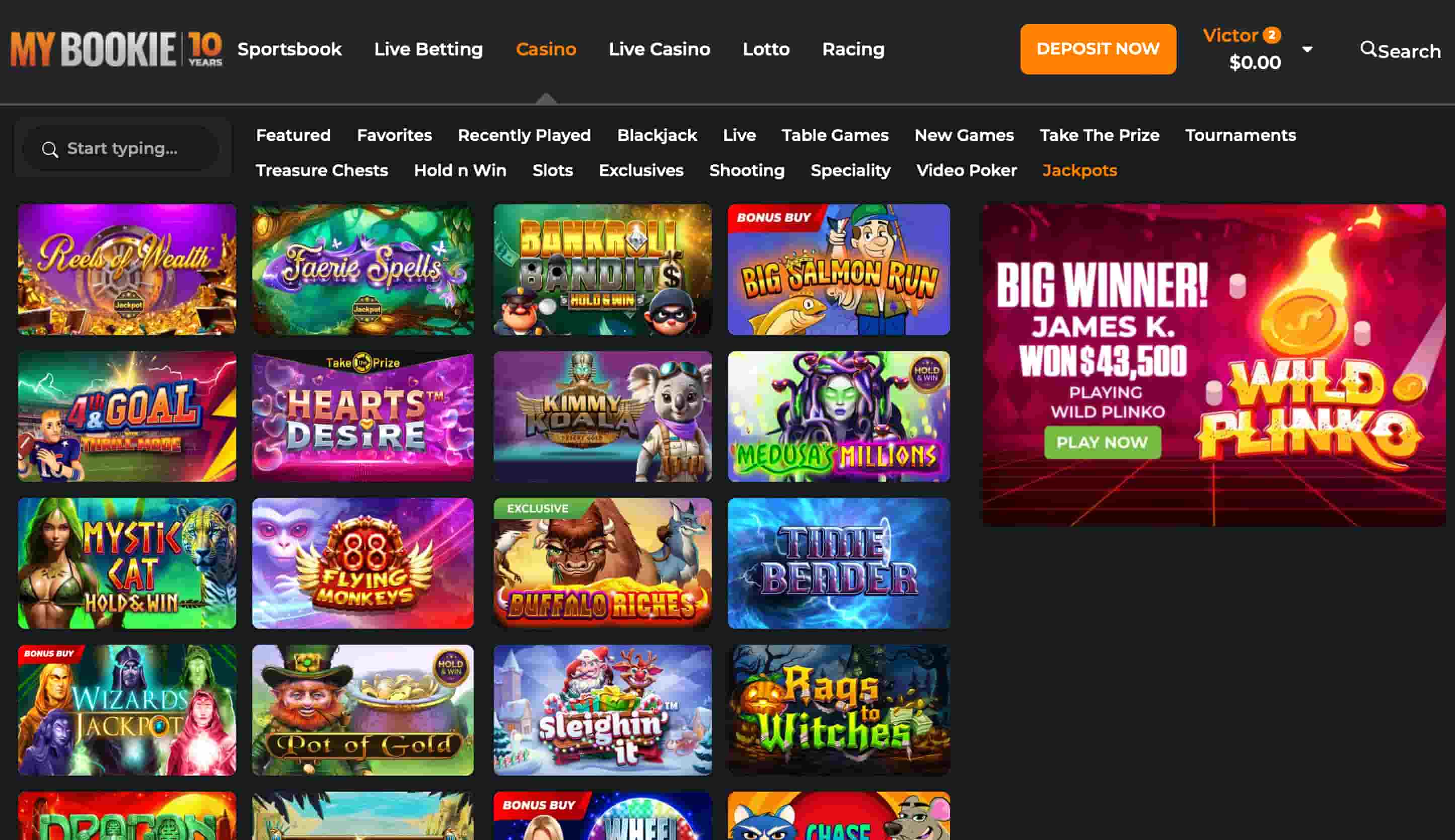 MyBookie jackpot slots