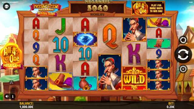 A screenshot from Musketeer Megaways™ Richelieu Riches by iSoftBet.