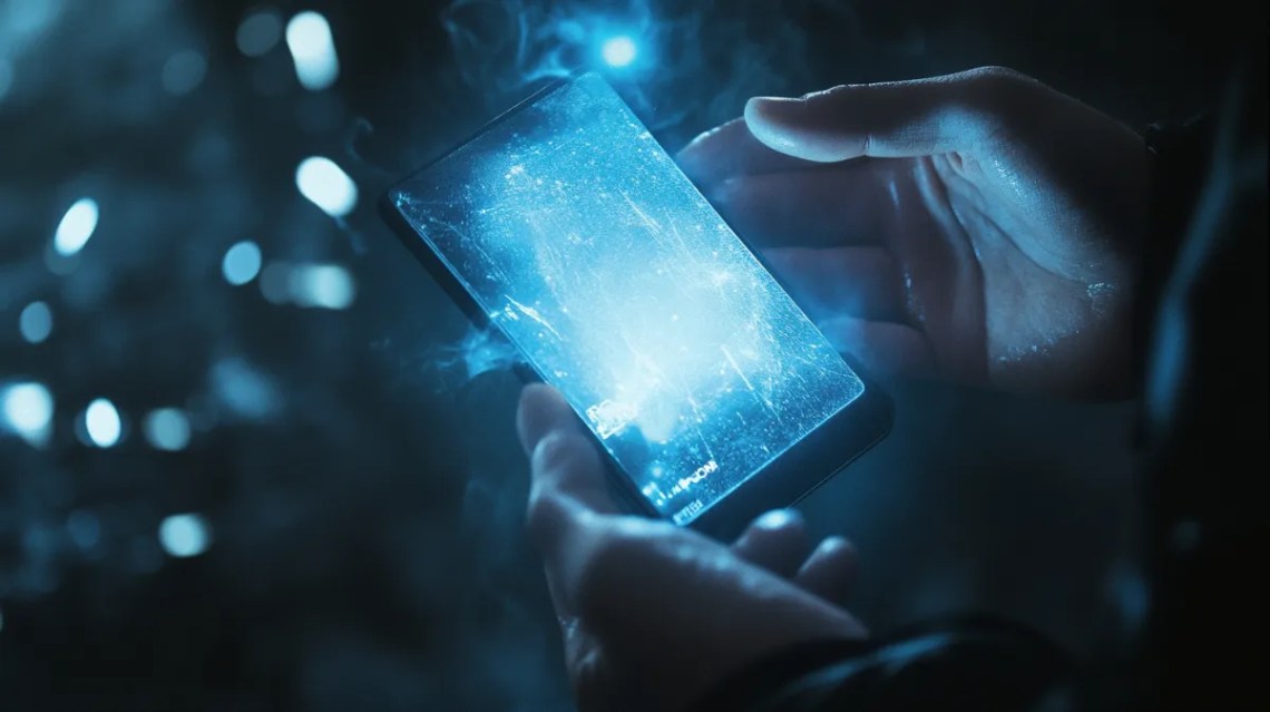 青い光沢がひかるウォレット