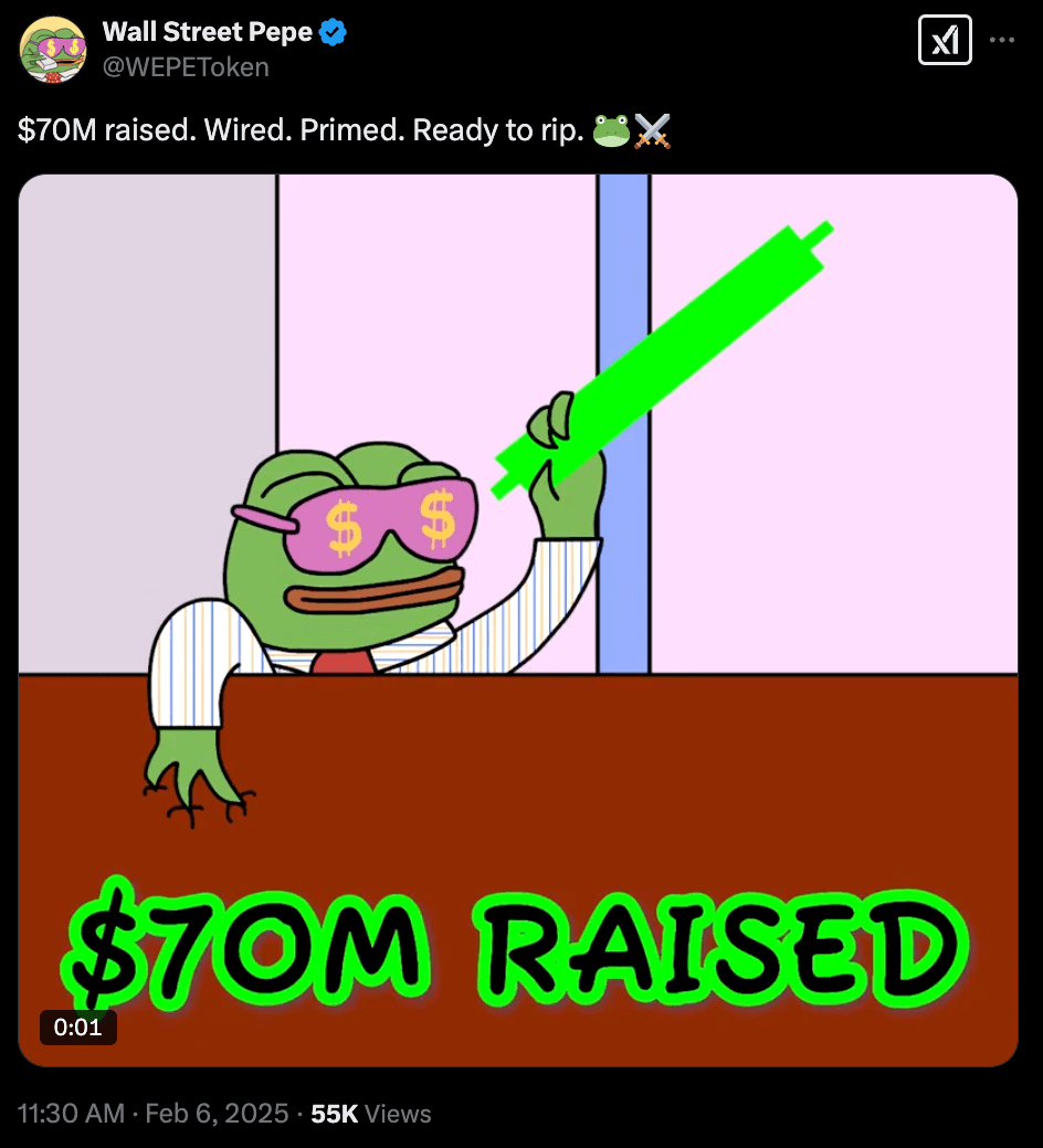 $WEPE raised $70M in presale.