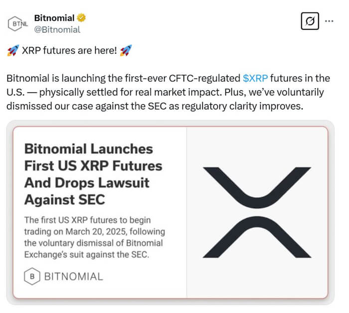 Bitnomial XRP futures